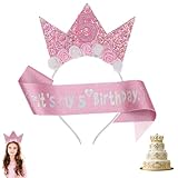 Geburtstagskrone Mädchen,Krone Geburtstag 5 Jahre,Geschenke 5 Jahre Geburtstag,Geburtstagsdeko für Geburtstagsgürtel,Geburtstagskrone Kinder für Birthday Party Geburtstagsgeschenk Crown Dekoratione