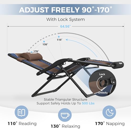 Image of UDPATIO Oversized Zero Gravity Chair Outdoor Padding Folding Recliner