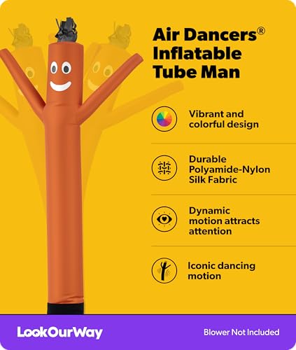 Image of LookOurWay Air Dancers Wacky Waving Inflatable Tube Man Attachment - 7 Feet Tall Advertising Air Dancer Waving Man Inflatable Tube Guy - Blower Not Included - Orange