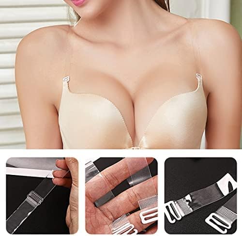 4 عبوات من حمالات الصدر غير المرئية للنساء قابلة للانزلاق للتعديل حمالة صدر بديلة مرئية شفافة بلاستيك بي في سي خالٍ الأسلاك حديث، خالٍ من الأسلاك