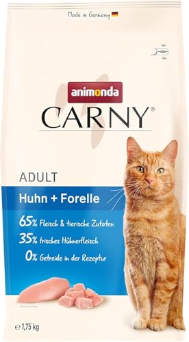 animonda Carny Adult Huhn + Forelle (1,75 kg), Adult Trockenfutter für ausgewachsene Katzen, Katzenfutter ohne Getreide und Zucker,...