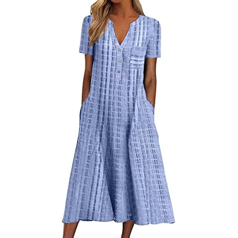 riou Vestido Mujer Bohemio Largo Estampado Maxi Cover