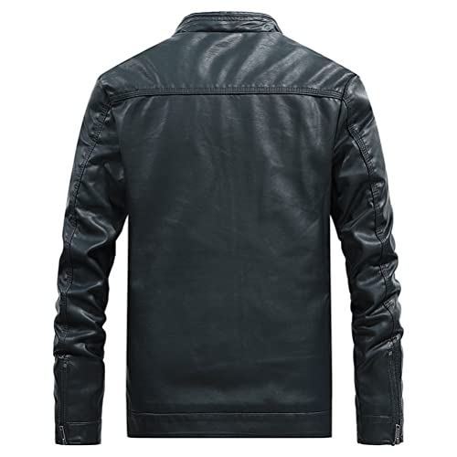 SevenDwarf casaco masculino Jaqueta de couro PU masculina com gola alta para motocicleta leve de cou