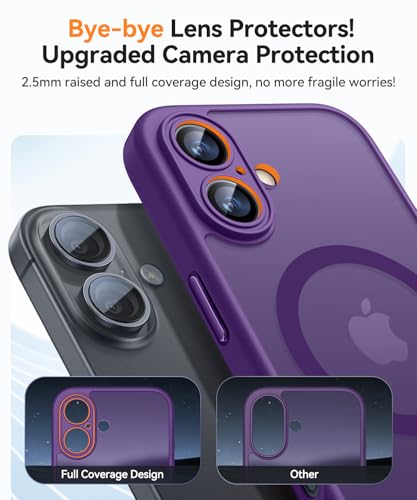 Image of CANSHN Magnetic for iPhone 16 Plus Case, Upgraded [Full Camera Protection] [Compatible with Magsafe] [Translucent Matte] Shockproof Protective Phone Case for iPhone 16 Plus - Deep Purple