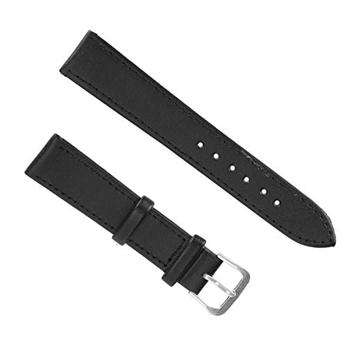 Xiuganpo Correa de Reloj de Cuero PU con Hebilla, Accesorios de Repuesto Duraderos para Correa de Reloj Universal, Cuero PU, Color Negro (18 mm negro)