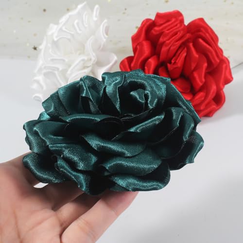 Image of 4.3 inch Red Rose Hair Clip Large Flower Brooches for Women | Charming Flowers Pins for Clothes | Turn Heads with Stylish Rose Hair Clip Flower Brooch Pin for Clothes & Clips for Woman