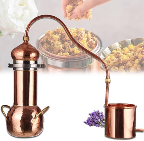 2L/3L Copper Moonshine Still - Pure Copper Alembic Distiller for Essential Oils, Whiskey & Hydrosol | Compact Home Distillation with Cooling Tube