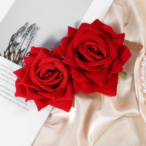 Pinza para cabello con flores rojas 3D miniatura 5