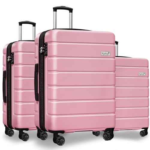 Image of KEYTANG Luggage Light weight Hardside Expandable Luggage Spinner Wheels Luggage Suitcase W /TSA Lock 3-Piece Luggage Set,Include 20 inchCarry on Luggage Suitecase(20 /24 /28), Pink