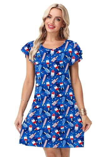 Image of AOBUTE Womens 4th of July Dress American Flag Party Dresses USA Parade Mini Dress