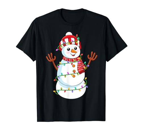Snowman Wearing Santa Hat Xmas - Funny Snowman Christmas Camiseta
