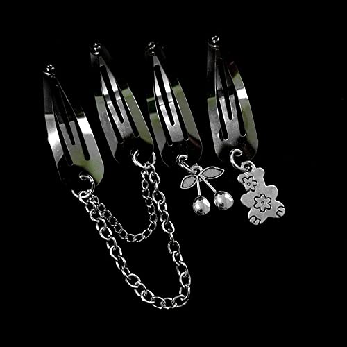 2Pcs Snap Hair Clips For Women Girls Hair Barrettes Clips For Thick Thin Hair Metal Heart Star Silver Barrettes Y2K Punk Hip Hop Clip(Hollow Love) #TOP6