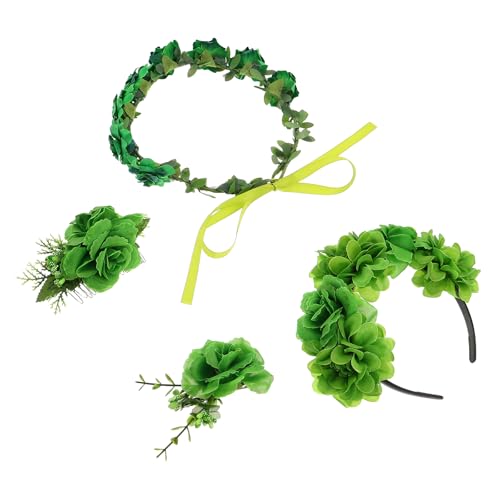Lurrose ���p�g���b�N�̃w�A�A�N�Z�T���[4PCS �����p�O���[���J�`���[�V���ƃt�����[���[�X �z���f�[�p�[�e�B�[�p�ԕ��w�A�R�[���ƃN���b�v�Z�b�g