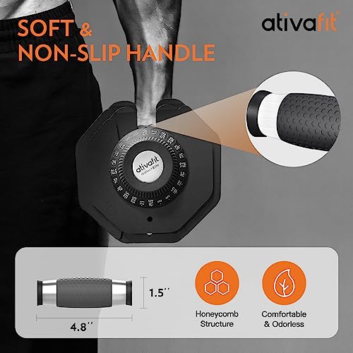 Image of ATIVAFIT Adjustable Dumbbells Set, 5-88LB Quick Adjust Free Weights with Double Safety Lock & Anti-Slip Steel Handle, Space Saving Home Gym Equipment for Full Body Strength Training