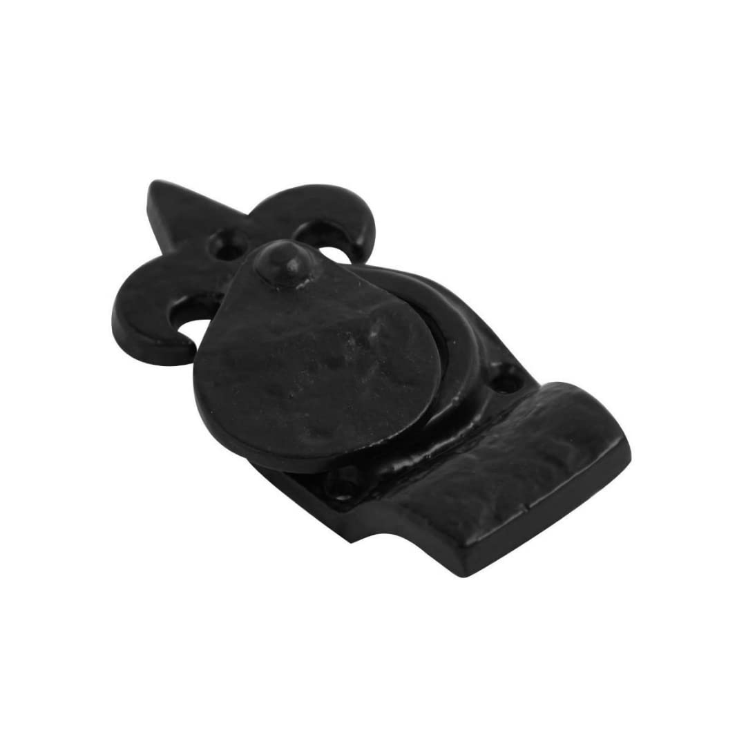 Vibe Black Fleur De Lys Front Door Cylinder Pull With Curved Finger Grip And Latch Pull For Cylinder Locks In