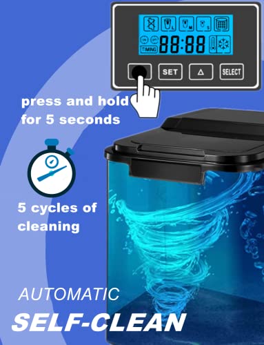 Eiswürfelmaschine 14kg 24h mit Selbstreinigungsfunktion und Timer, Zubereitung in 6 Minuten, 3 Würfelgrößen, 2.4 Liter… – Bild 4
