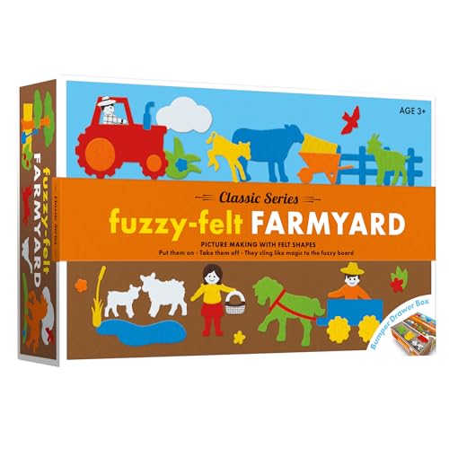 PETERKIN | Fuzzy-Felt Classic Series - Farmyard Drawer Set: Mix and Match Felt Pieces to Create Farm Themed Pictures! | Arts and Craft | Ages 3+