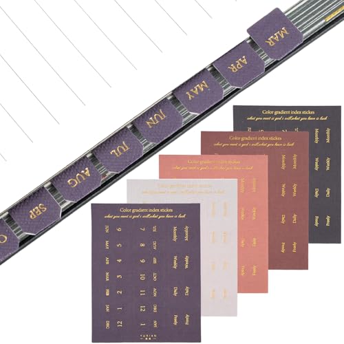Joez Wonderful 10 Sheets Planner Monthly Tabs, Self Adhesive Tabs Stickers, Planners Index Tabs Calendar Tabs for Planners, Office, Study, Notebook (180 Pcs, 5 Colors)