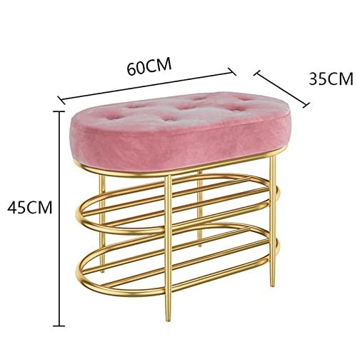 Grand meuble chaussures velours rose 80cm, tabouret à langer et banc de rangement
