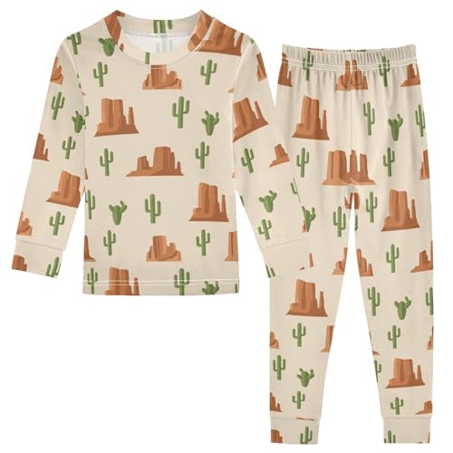 Pajama Sets Long Sleeve Desert Landscape Cacti Soft Comfy Sleepwear 2 Piece PJS 3-8T