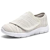 CHDDHX Zapatos Diabéticos para Mujer Ajustables Ancho Ortopédicos Zapatillas Anchas Respirable Comodos Antideslizantes Pantuflas Fascitis Plantar Beige Talla 33