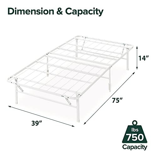 Image of Zinus SmartBase Tool-Free Assembly Mattress Foundation, 14 Inch Metal Platform Bed Frame, No Box Spring Needed, Sturdy Steel Frame, Underbed Storage, White, Twin
