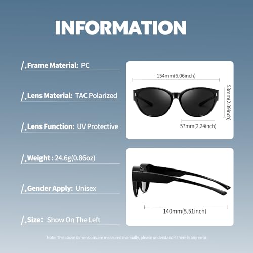Polarized Sunglasses Fit Over Glasses for Men Women, Oversized Square Sun Glasses UV400 Protection Shades3