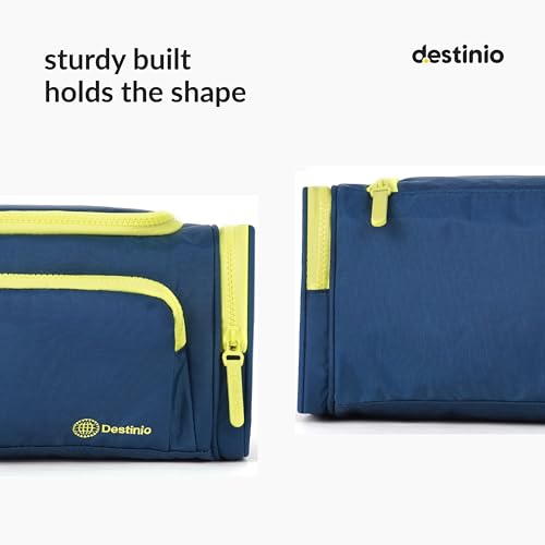 Destinio Toiletry Bag for Men and Women - Waterproof Pockets, Mesh Pockets, Hanging Hook - Shaving Kit Bag, Travel Pouch and Toiletry Kit Cosmetics, Gadget, Make up, Accessories (Dark Blue) 7 414XlPT5khL