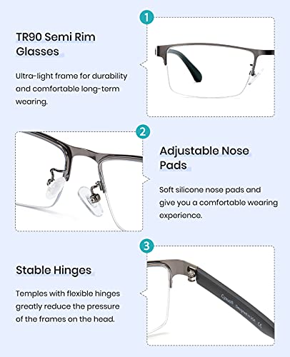 Image of Cyxus Blue Light Blocking Glasses for Men Woman Semi Rim Computer Gaming Office Study Eyeglasses with UV Protection 8001T09