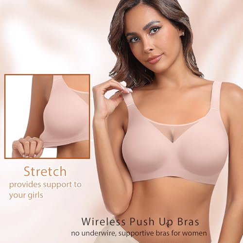 Image of Ganado Seamless Wireless Bras for Women No Underwire Bras Supportive Bralette Padded Comfort T Shirt Bra
