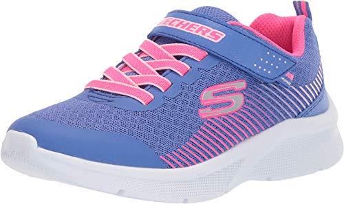 Skechers Microspec Sneaker für Mädchen, Blue Mesh Neon Coral Lt Coral Trim, 35.5