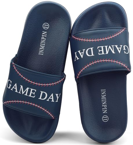 Image of INMINPIN Kids Boys Girls Ball Sprots Slides Sandals Ultra Comfortable Beach Pool Shower Shoes House Slide Indoor Outdoor for Sports Fan