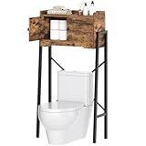 YATINEY Over The Toilet Storage Cabinet, Freestanding Above The Toilet Storage Cabinet, Over The Toilet Storage Rack with X-Shaped Back Support, for Bathroom, Laundry, Rustic Brown and Black TR04BR