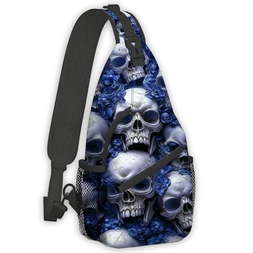 Bolso cruzado para mujer con diseño de calavera azul miniatura 1
