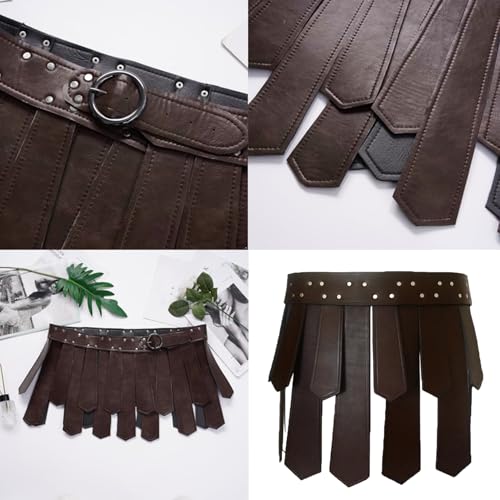 Jupe Viking médiévale en cuir PU au design rétro romain et finitions rivetées