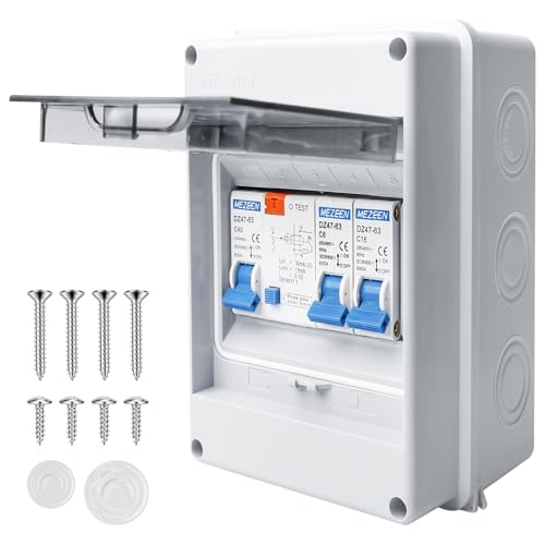 WIYETY Boîte à fusibles en saillie et subdistribution avec disjoncteur de puissance : IP65, boîte de distribution pour jardin ou extérieur, villas, bornes