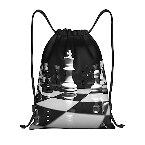 OUSIKA Mochila de xadrez preto e branco com cordão, bolsa esportiva à prova d'água para academia e homens, Preto, Medium, Mochilas de viagem