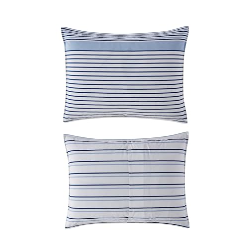 Image of Eddie Bauer - King Comforter Set, Super Soft Bedding with Matching Shams, Two-Piece Back Closure, Modern Room Essentials (Cooper Stripe Blue, King)
