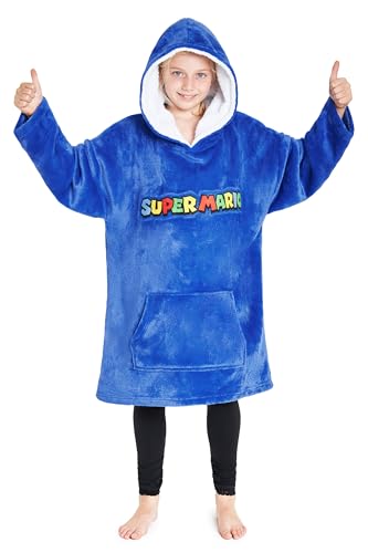 SUPER MARIO Sudadera Niño, Mantas para Niños con Mangas de Forro Polar, Gamer Regalos