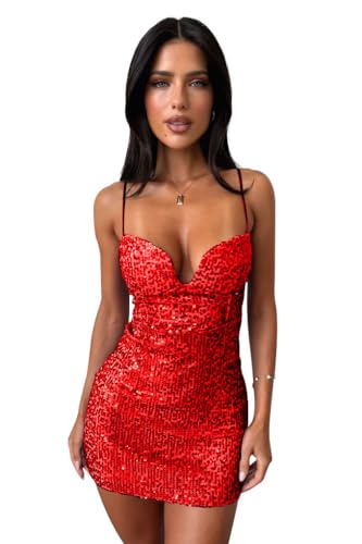 Short Sequin Homecoming Dresses for Teens Spaghetti Strap Sparkly Bodycon Tight Cocktail Party Gown KN063