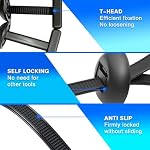 50 Pcs Nylon Universal Cable Tie Buckle, Self-Locking Heavy Duty Zip Ties Holder, Multipurpose Cable Clips Tools, Wear and UV Resistant Black Zip Ties, Car Repair and Daily Tie Wraps (Nylon)