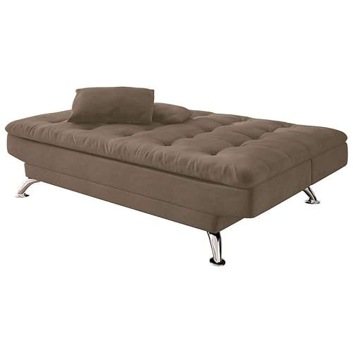 Sofá-Cama 3 Lugares Casal Premium Suede Marrom