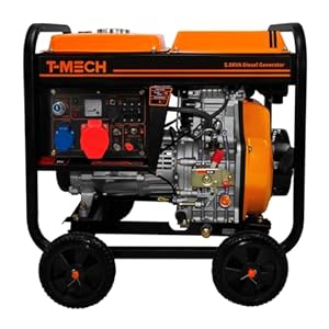 Diesel Stromerzeuger 5kVA offen 5000W – Dreiphasiges Stromaggregat 6,3 kW mit 230V & 400V Ausgang, 10PS Motor, E-Start, 12,5L Tank, 77dB, fahrbares Notstromaggregat