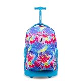 J World Sunny Rolling Backpack for Kids. Roller Bag With Wheels, Tie Dye