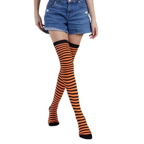 Image of Womens Thigh High Socks Athletic Stripe Cute Colorful Over the Knee High Sock Colorful Long Tube Sock