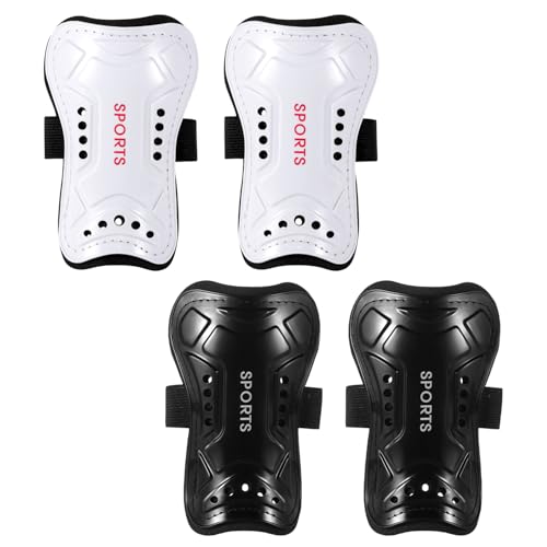 4pcs Mini Shin Guard, 5.91x3.54 Inch Soccer Shin Pads Protective Shin Guards Football Shin Guard Supplies Cushion Protection for Kids Youth Adults (Black, White)