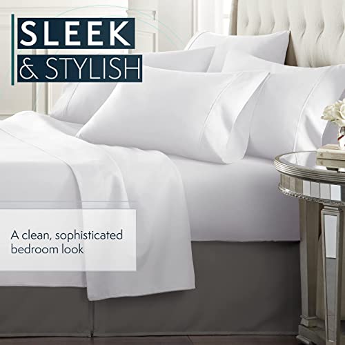 Hc Collection Gray Queen Bed Skirt - Dust Ruffle W/ 14 Inch Drop - Tailored, Wrinkle & Fade Resistant #TOP4