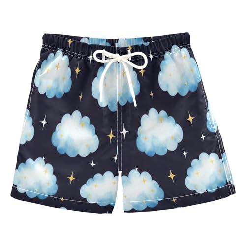 Swim Shorts for Boys, Big Boys Swim Trunks 2t, Watercolor Blue Clouds