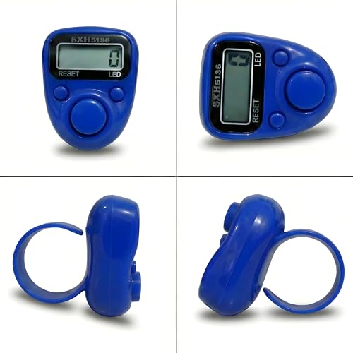 Image of Digital Hand Tally Counter, LED Display, Ring Design, Reset Button(Pack of 1) (Blue)