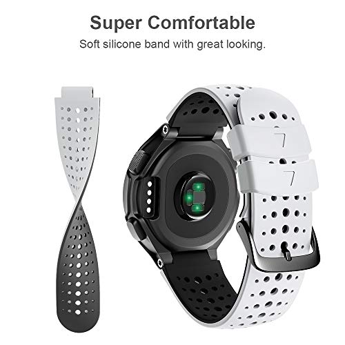 NotoCity Compatible with Foerunner 235 Watch Band Sport Silicone Watch Band for Forerunner 230/220/ 235/620/ 630/ 735XT/ Approach S20/ S5/ S6 Smartwatch(Black-white)